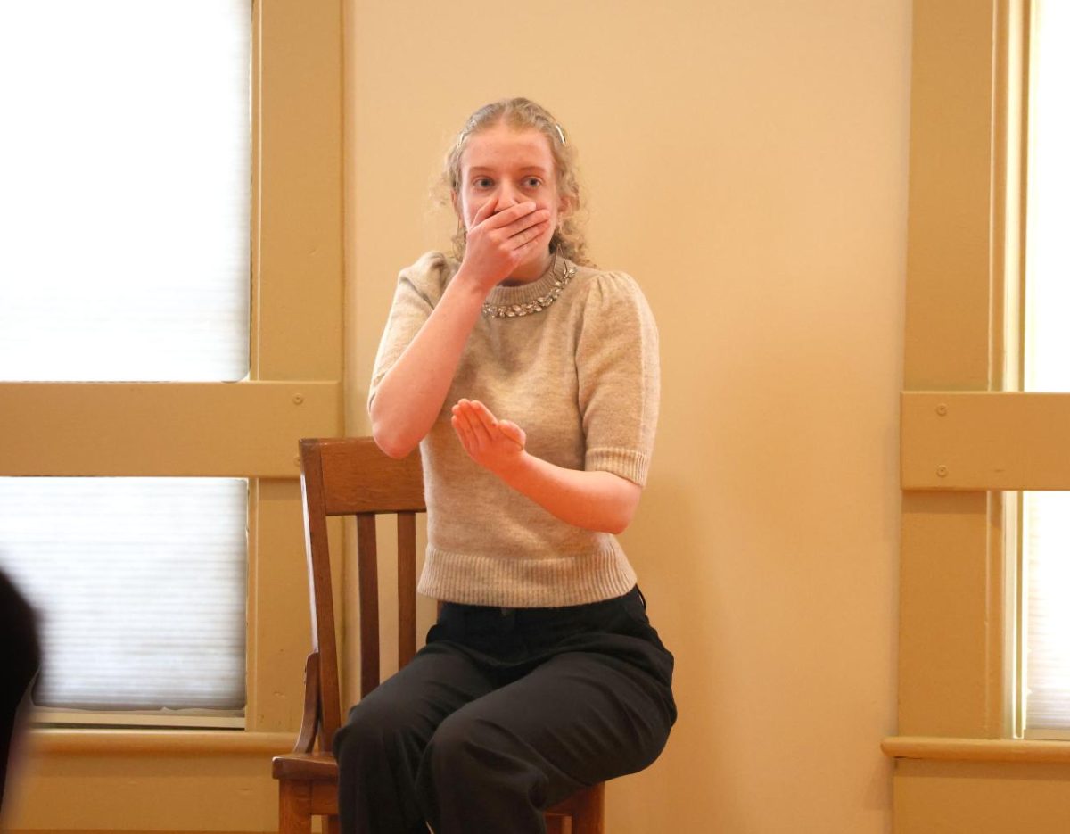 Senior Claire Jensen takes back her words as she writes a letter in her Musical Theatre piece "Vanilla Ice Cream". 