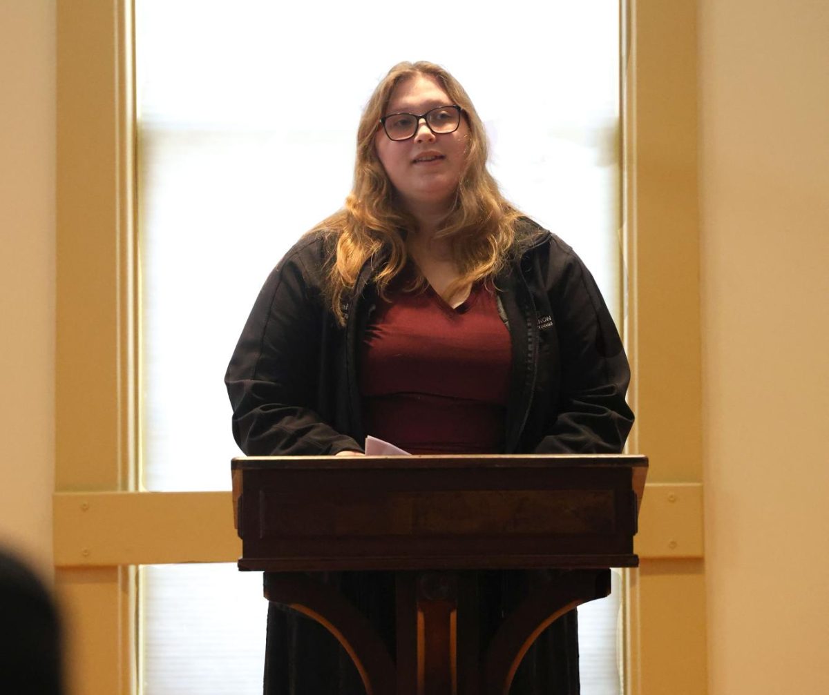 Senior Ellah Shook urges people to use their voice and get involved in her Original Oratory titled "Unless". 