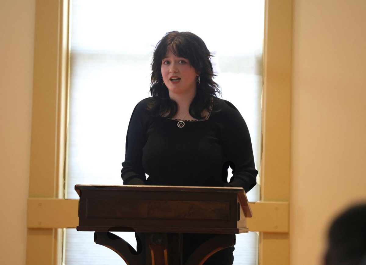 Senior Hannah Jones speaks on being "extraordinary enough" in her Original Oratory at the Individual All-State Speech showcase on March 29.