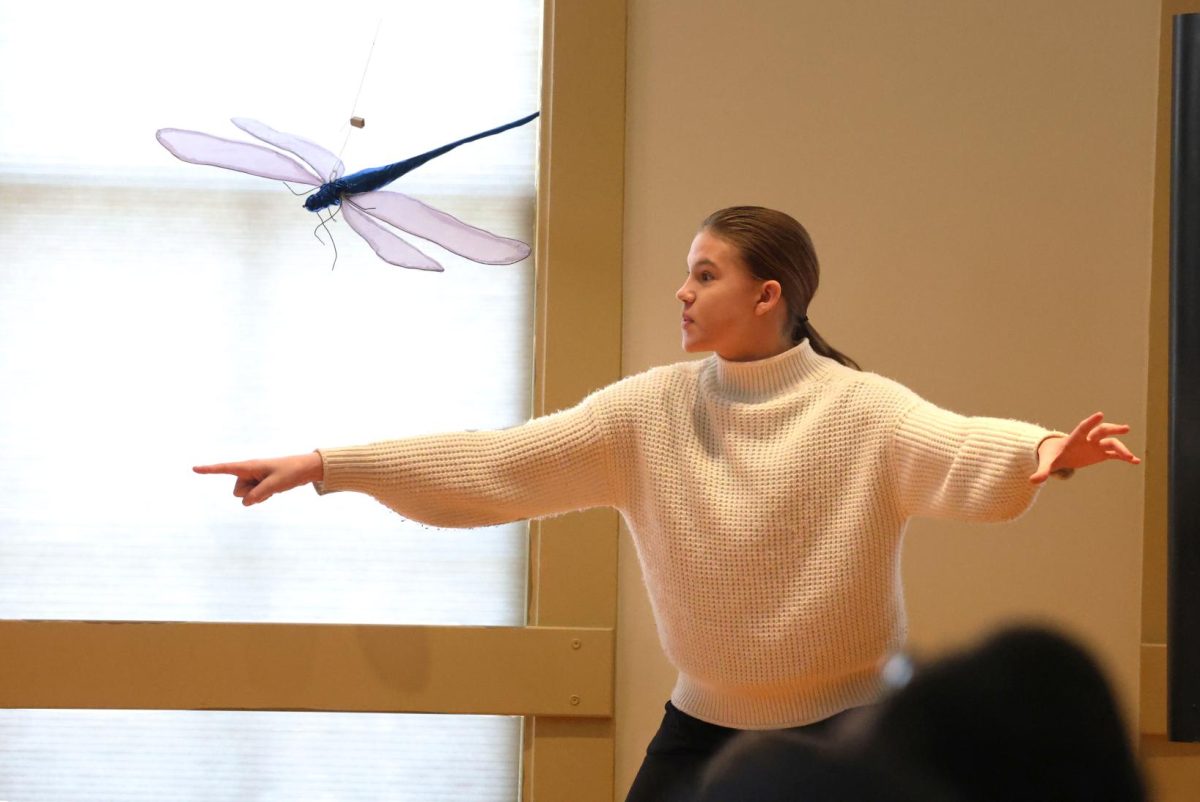 Freshman Nellie Johnson performs her Acting piece "What Every Woman is Thinking" at the Individual All-State Speech showcase on March 29. Ten varsity performers were nominated for All-State, and Johnson was the only freshman to be nominated. 