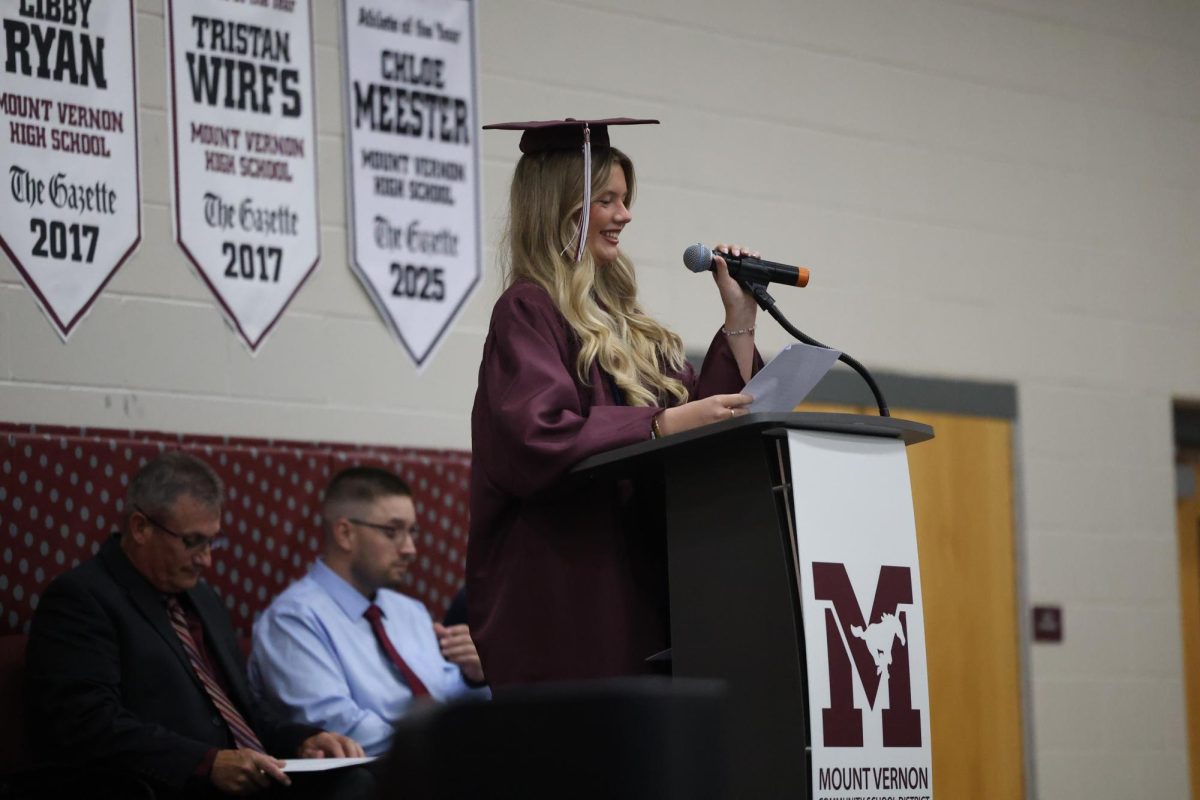 Senior Norah Weber gives her commencement speech.